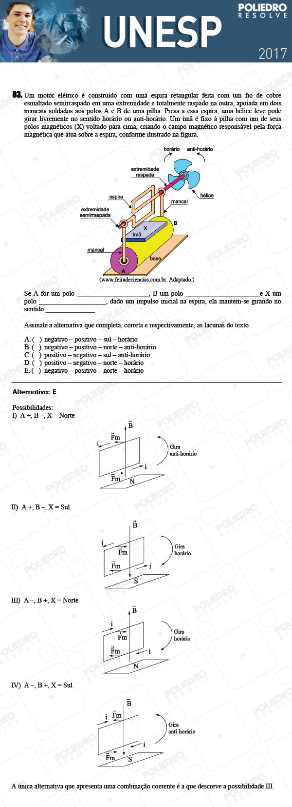 Questão 83 - 1ª Fase - UNESP 2017