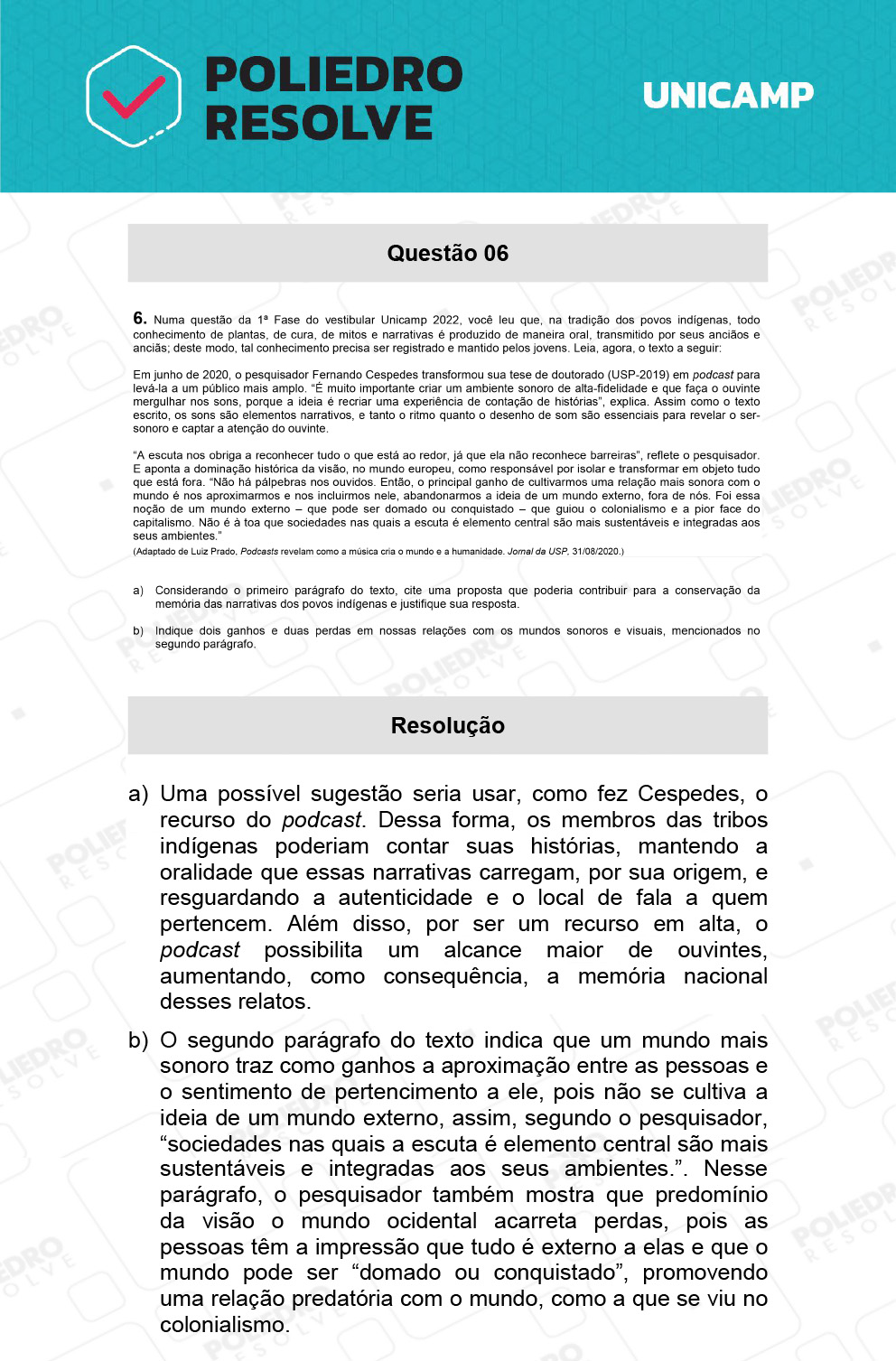 Dissertativa 6 - 2ª Fase - 1º Dia - Unicamp 2022