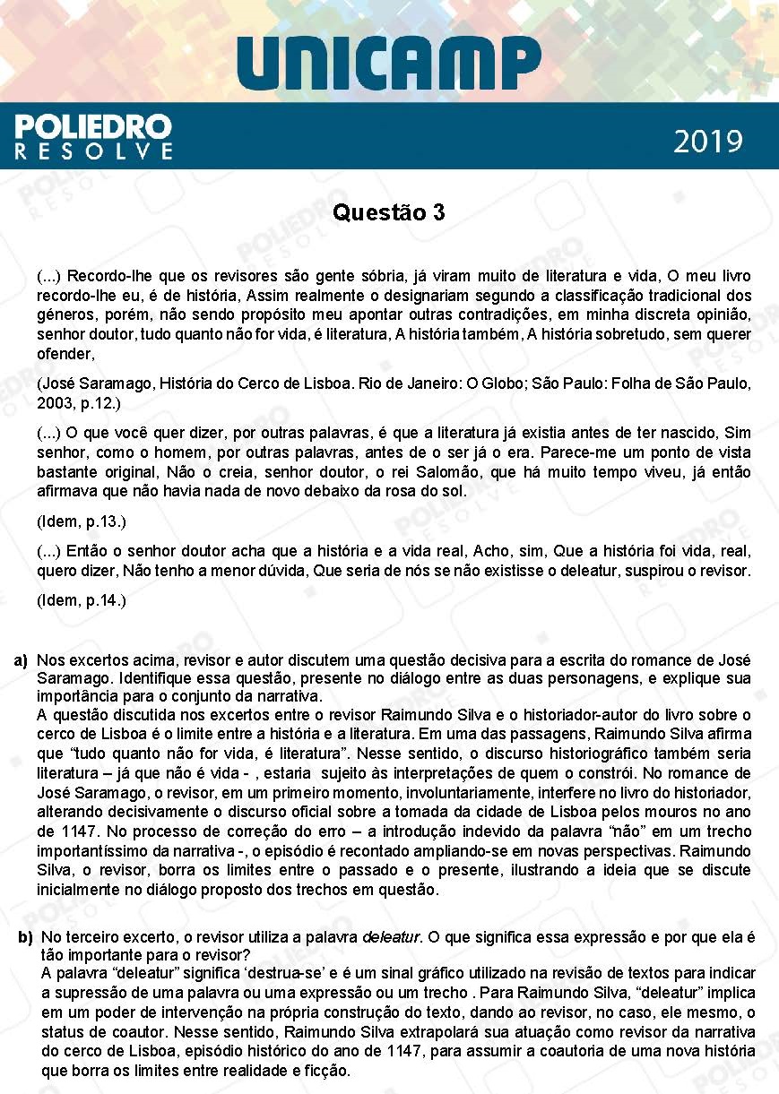 Dissertativa 3 - 2ª Fase - 1º Dia - Unicamp 2019