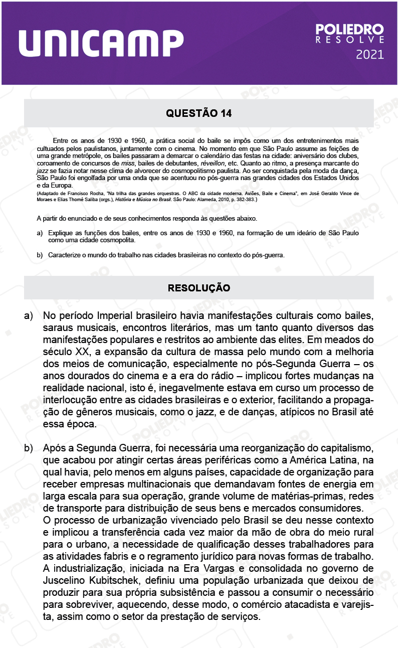 Dissertativa 14 - 2ª Fase - 2º Dia - Unicamp 2021