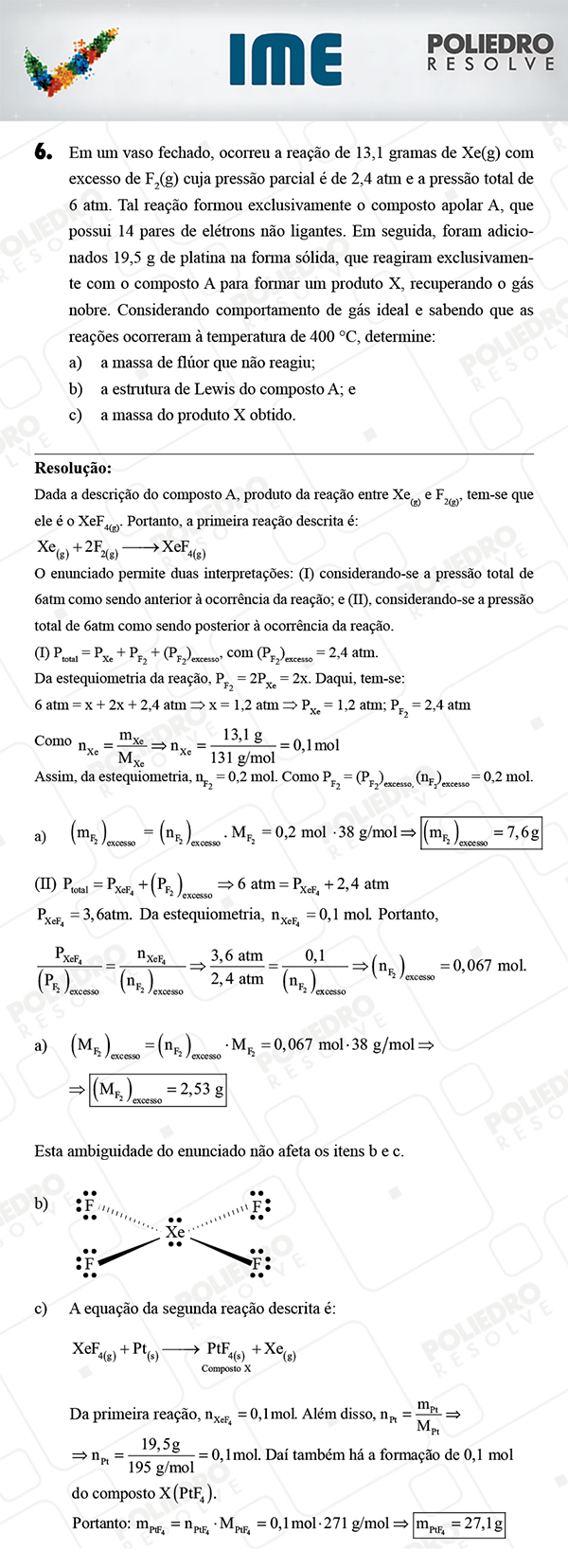 Dissertativa 6 - Química - IME 2018
