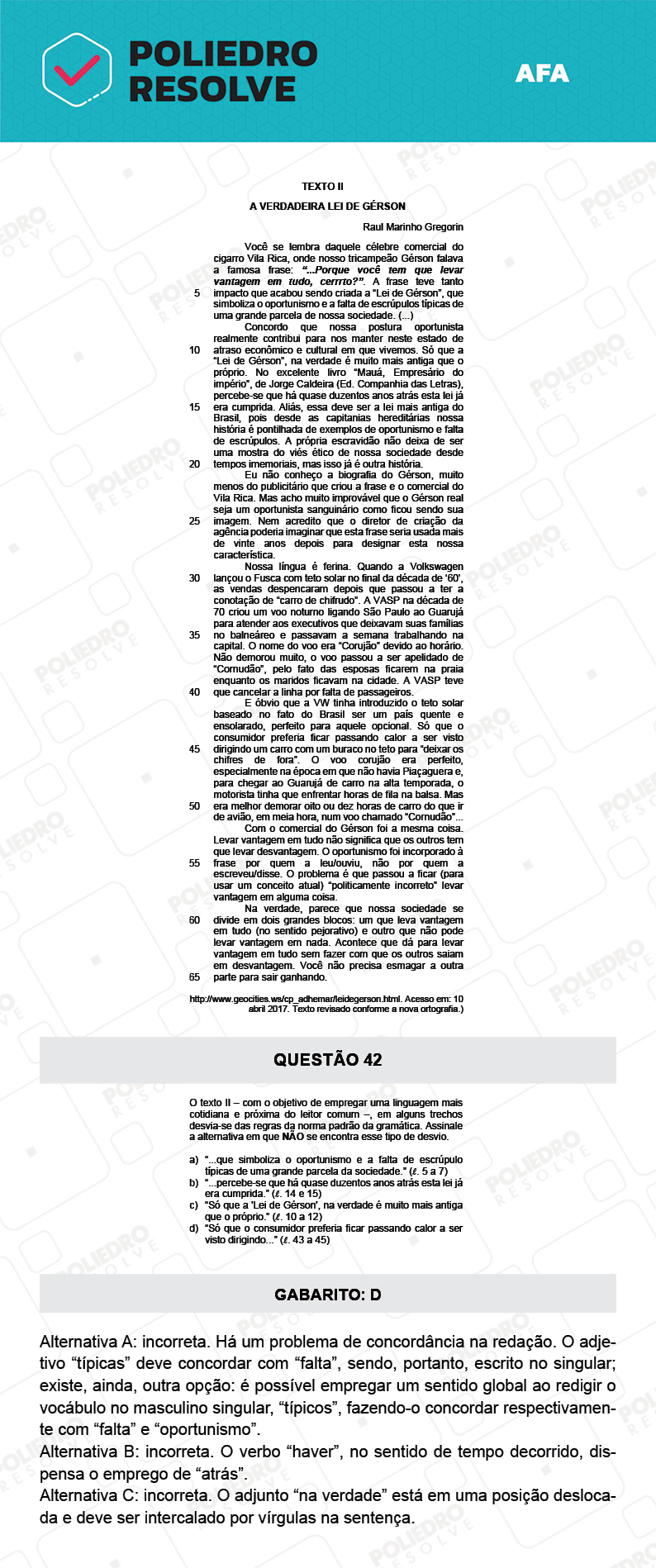 Questão 42 - Prova Tipo A - AFA 2022