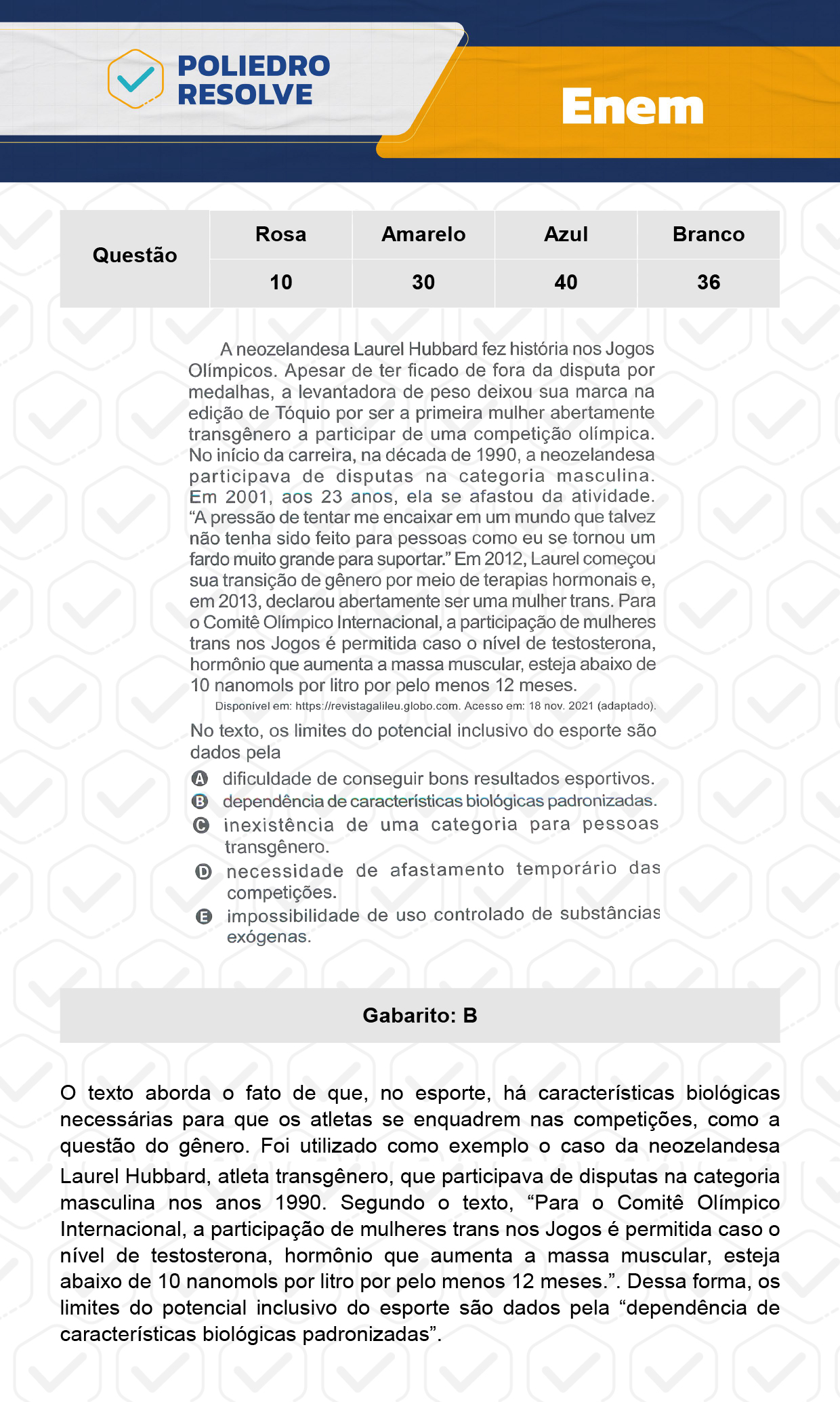 Questão 36 - 1º Dia - Prova Branca - ENEM 2023