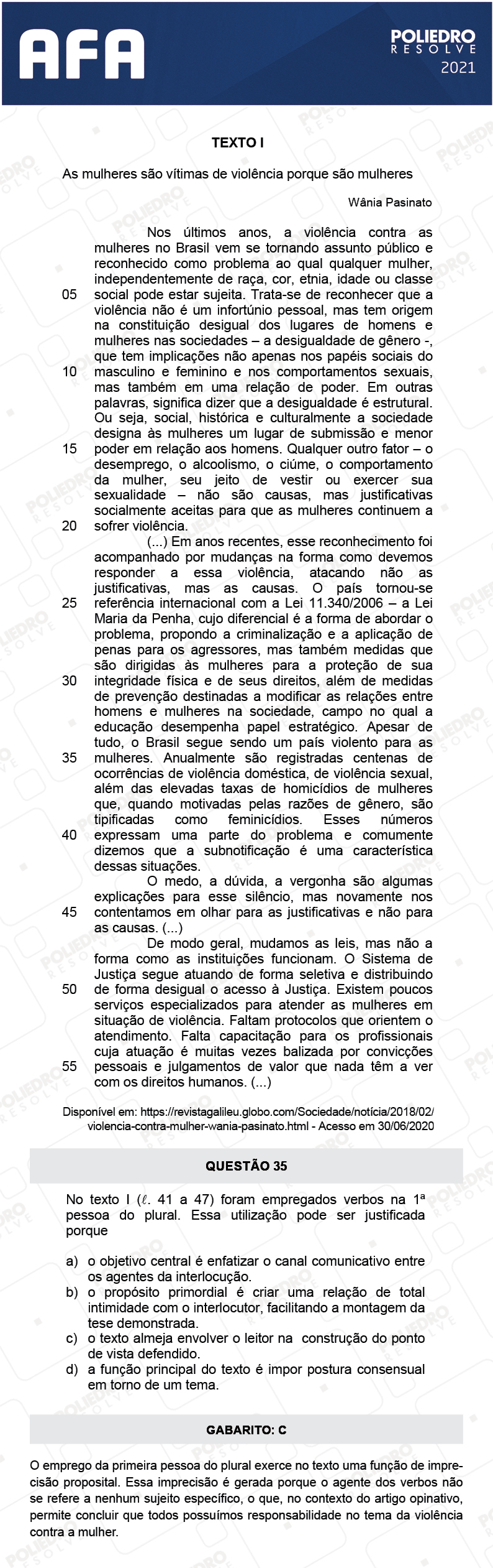 Questão 35 - Prova Tipo A - AFA 2021