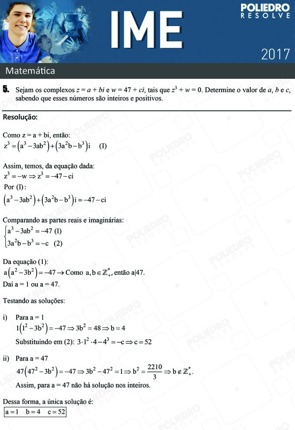 Dissertativa 5 - Matemática - IME 2017