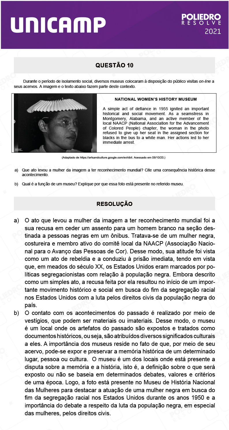 Dissertativa 10 - 2ª Fase - 1º Dia - Unicamp 2021