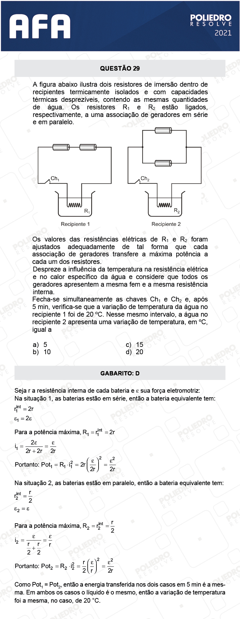 Questão 29 - Prova Tipo A - AFA 2021
